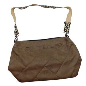 Sam and Hadley Tan Quilted Pattern Shoulder Bag Geometric Strap